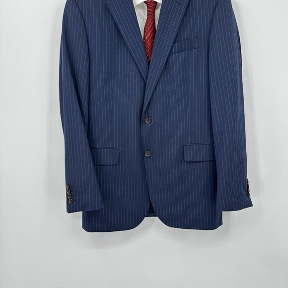 STAFFORD 2 piece suit separates pinstripe navy blue 100% wool classic 42L 36W - Picture 4 of 15